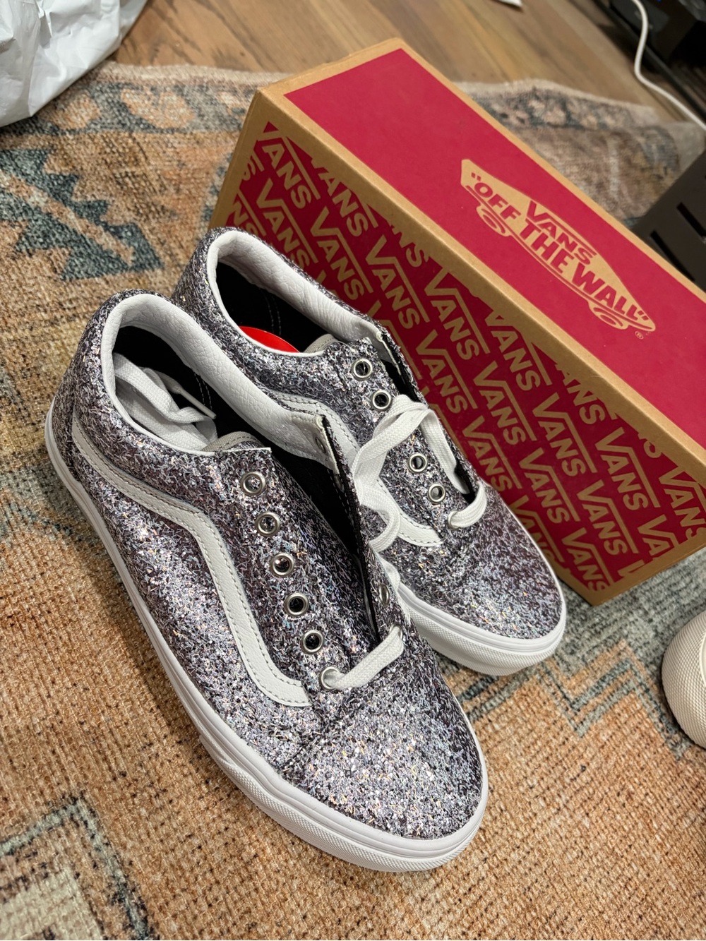 Vans “Shiny Party Silver” Glitter Old Skool Sneakers NWB